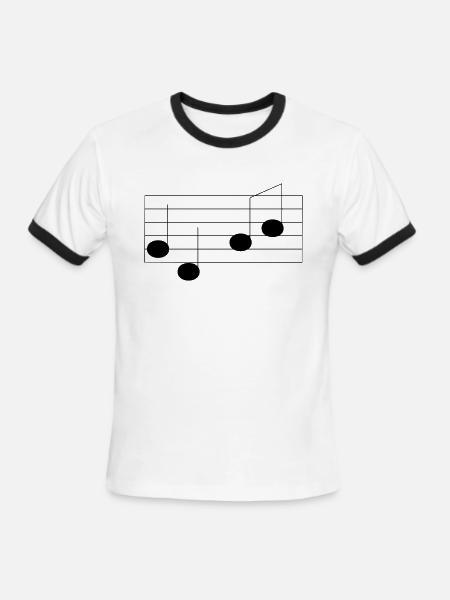 music notes - Men's Ringer T-Shirt - white/black