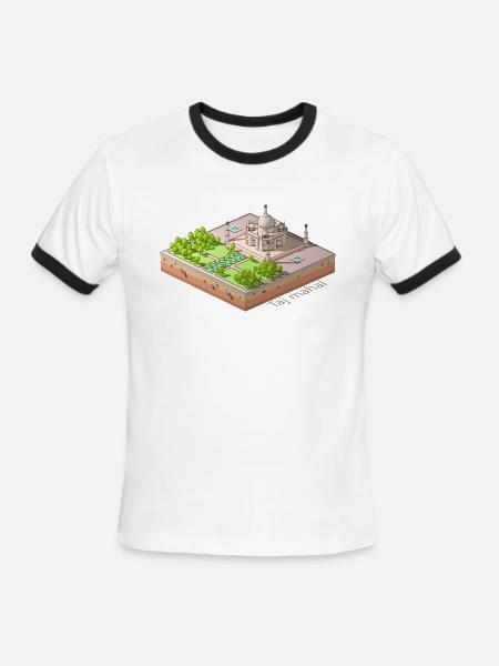 Geometric low poly Taj Mahal - Men's Ringer T-Shirt - white/black