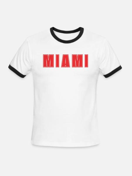 MIAMI RED Theme - Men's Ringer T-Shirt - white/black