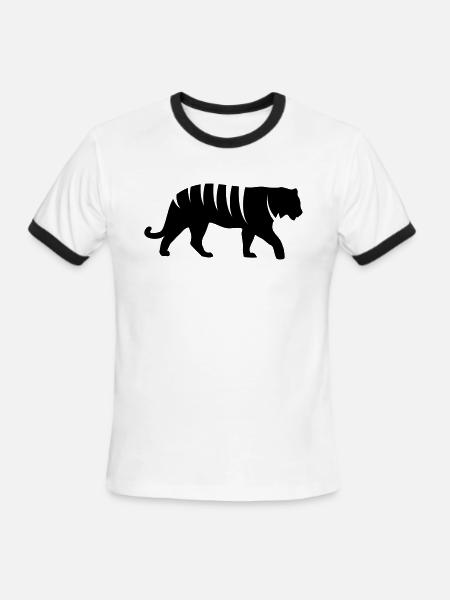 Tiger Silhouette - Men's Ringer T-Shirt - white/black