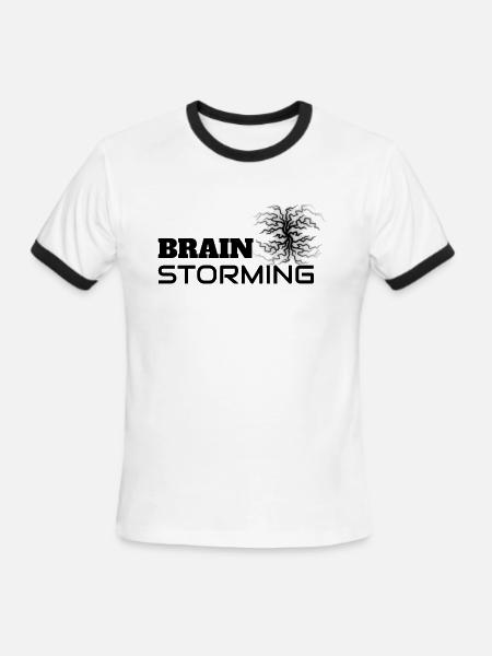 BRAIN STORMING "BLACK" - Men's Ringer T-Shirt - white/black
