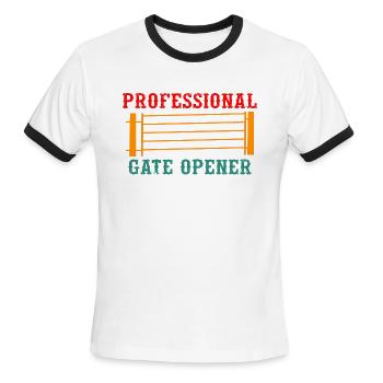 Professional Gate Opener - Men's Ringer T-Shirt - white/black - Front - Jackson (183cm)