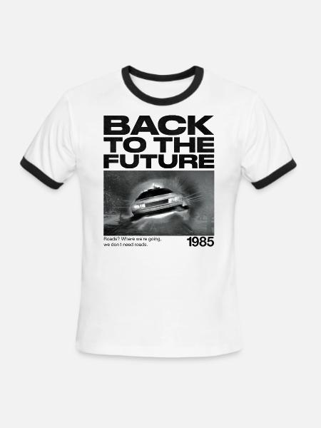 Back To The Future Quote We Don´t Need Roads - Men's Ringer T-Shirt - white/black