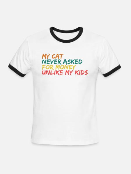 Retro Feline Philosophy - Men's Ringer T-Shirt - white/black
