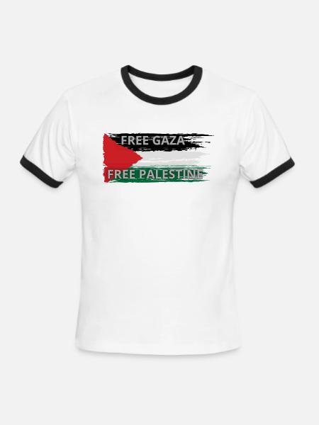 FREE PALESTINE - Men's Ringer T-Shirt - white/black