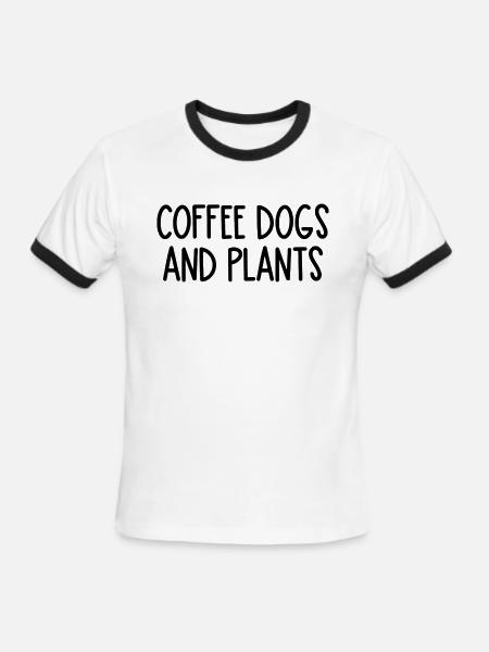 coffee dogs and plants - Men's Ringer T-Shirt - white/black