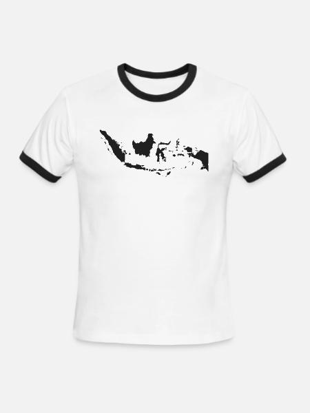 Indonesia Map in Black - Men's Ringer T-Shirt - white/black