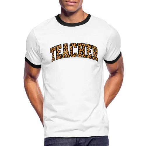 Leopard Print Teacher Typography - Men's Ringer T-Shirt