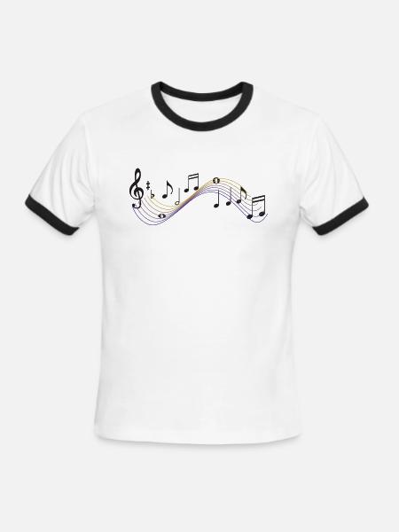 Music Notes - Men's Ringer T-Shirt - white/black