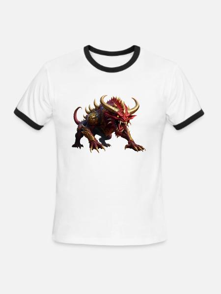 Red Monster Java - Men's Ringer T-Shirt - white/black