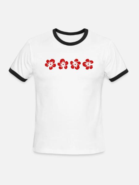 hawaii hibiscus flower - Men's Ringer T-Shirt - white/black