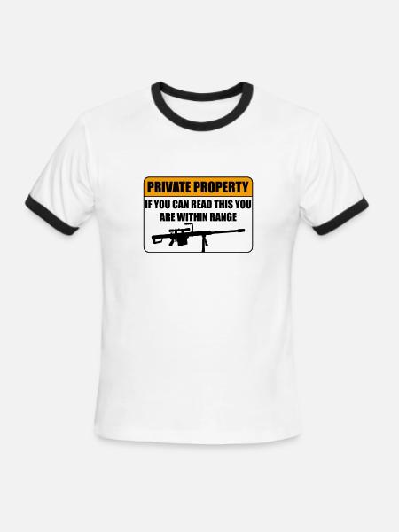 Private property I own guns - Men's Ringer T-Shirt - white/black