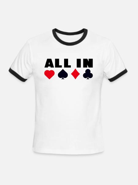 All in poker card suite - Men's Ringer T-Shirt - white/black