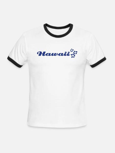 hawaii flowers hibiscus - Men's Ringer T-Shirt - white/black