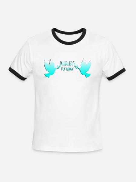 fly away anxiety - Men's Ringer T-Shirt - white/black