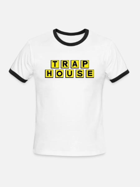 Trap House - Men's Ringer T-Shirt - white/black