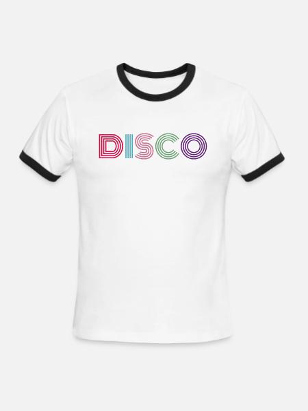 DISCO Retro 70s Rainbow - Men's Ringer T-Shirt - white/black