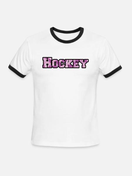 Hockey purple camo - Men's Ringer T-Shirt - white/black