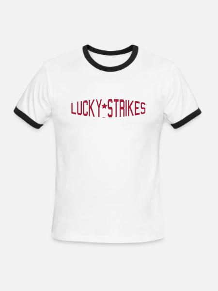 lucky strikes bowling - Men's Ringer T-Shirt - white/black