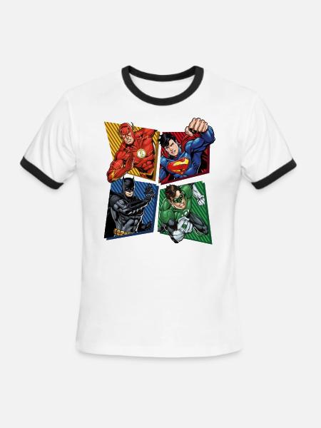 Justice League Superheroes Group - Men's Ringer T-Shirt - white/black