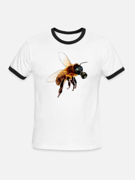 Bee With Gas Mask - Men's Ringer T-Shirt - white/black