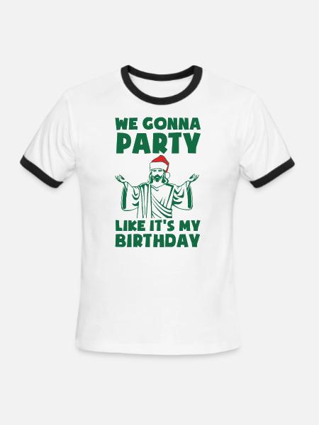 Party Like It's A Christmas Birthday - Men's Ringer T-Shirt - white/black