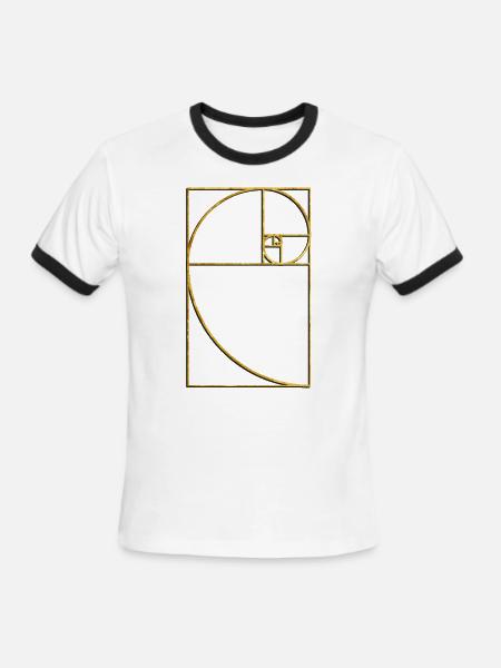 Golden Ratio Sacred Fibonacci Spiral - Men's Ringer T-Shirt - white/black
