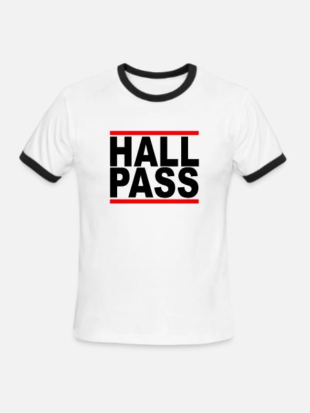 hall_pass - Men's Ringer T-Shirt - white/black