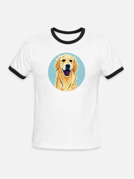 Golden Retriever & Blue Sky - Men's Ringer T-Shirt - white/black