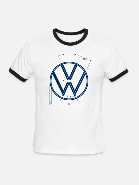 Volkswagen Logo As Construction Graphic In White - Men's Ringer T-Shirt - white/black