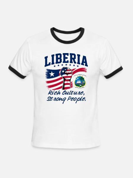 Liberia Rich Culture Strong People – Liberian Flag - Men's Ringer T-Shirt - white/black
