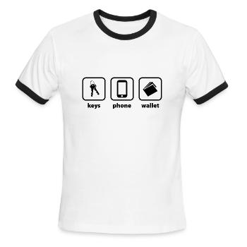 Keys Phone Wallet - Men's Ringer T-Shirt - white/black - Front - Jackson (183cm)