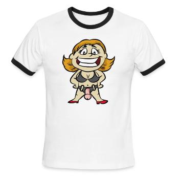 Strapon Woman Pegging Strap On Dildo Femdom Domina - Men's Ringer T-Shirt - white/black - Front - Jackson (183cm)