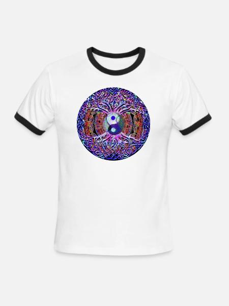 Tree of Life Yin Yang - Men's Ringer T-Shirt - white/black