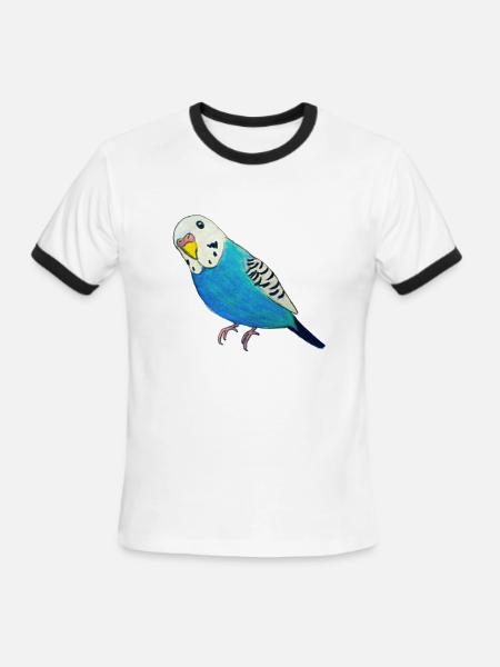 Parakeet Drawing - Men's Ringer T-Shirt - white/black