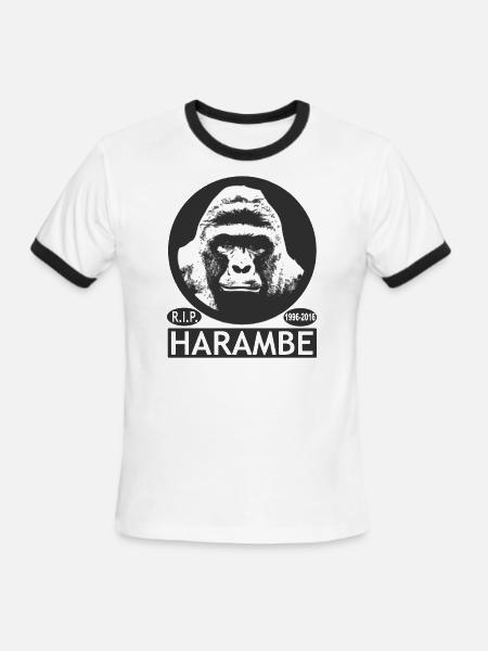 HARAMBE - Men's Ringer T-Shirt - white/black