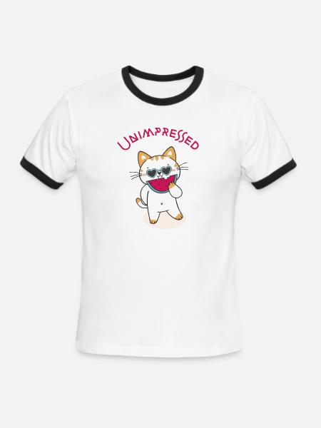 Unimpressed Funny Angry Cat - Men's Ringer T-Shirt - white/black