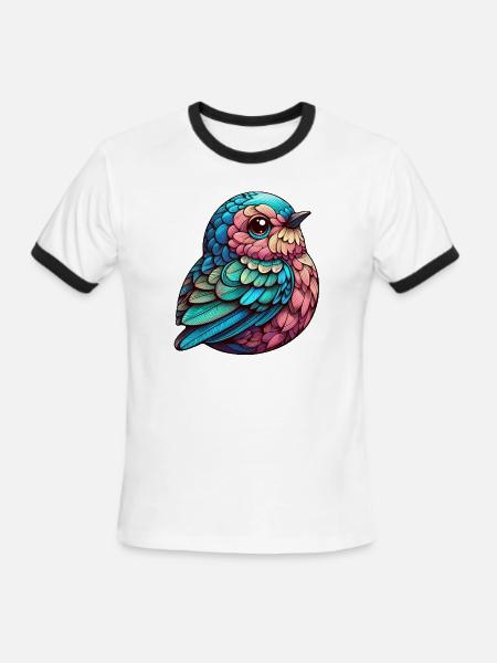 Vibrant Feathered Serenity - Men's Ringer T-Shirt - white/black