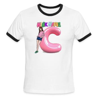 Nick Name C - Men's Ringer T-Shirt - white/black - Front - Jackson (183cm)