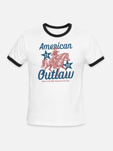 American Outlaw Cowboy Western T-Shirt - Men's Ringer T-Shirt - white/black