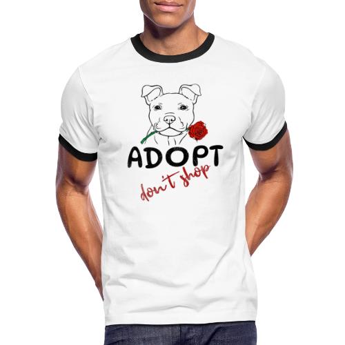 Retro Adopt Dont Shop Cute Puppy Rose Tee - Men's Ringer T-Shirt