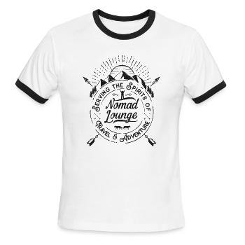Nomad Lounge (Dark) - Men's Ringer T-Shirt - white/black - Front - Jackson (183cm)