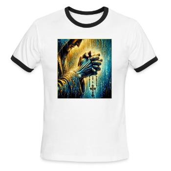 Holy Rosary No 2 - Men's Ringer T-Shirt - white/black - Front - Jackson (183cm)