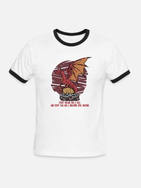 European Dragon Creature Mythological Creatures - Men's Ringer T-Shirt - white/black