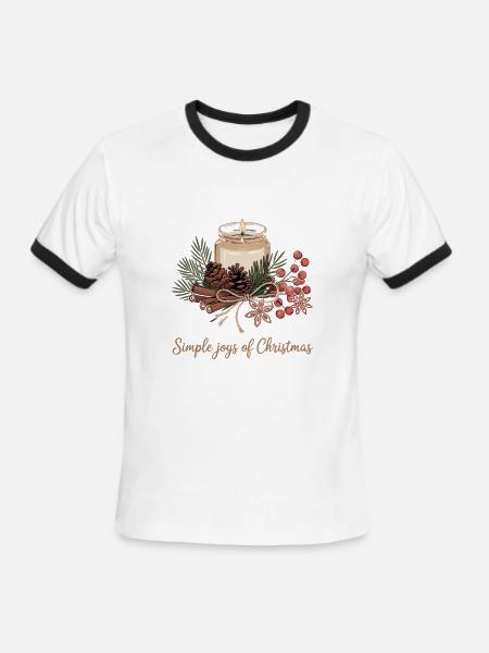Rustic Christmas Design - Men's Ringer T-Shirt - white/black