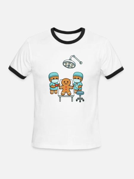 Gingerbread Surgery Christmas Doctor  - Men's Ringer T-Shirt - white/black