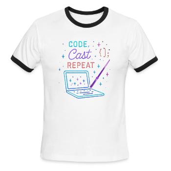 Code Cast Neon Spell - Men's Ringer T-Shirt - white/black - Front - Jackson (183cm)