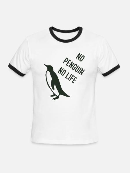 No Penguin No Life - Men's Ringer T-Shirt - white/black