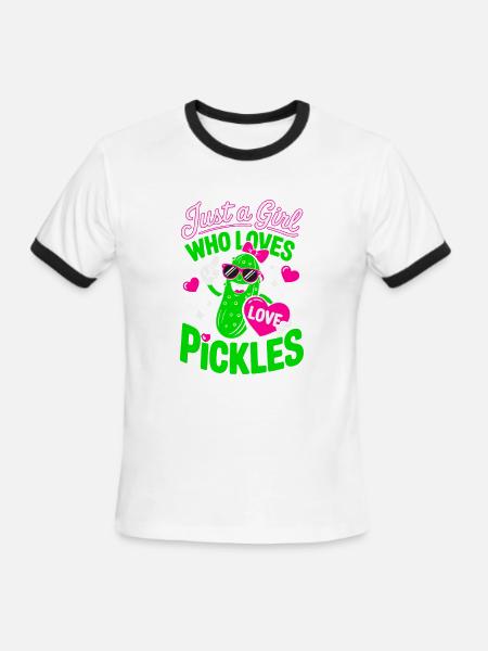 Just A Girl Who Loves Pickles Cute Funny Tee - Men's Ringer T-Shirt - white/black