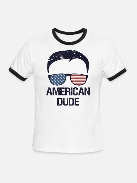 American dude in American style. - Men's Ringer T-Shirt - white/black